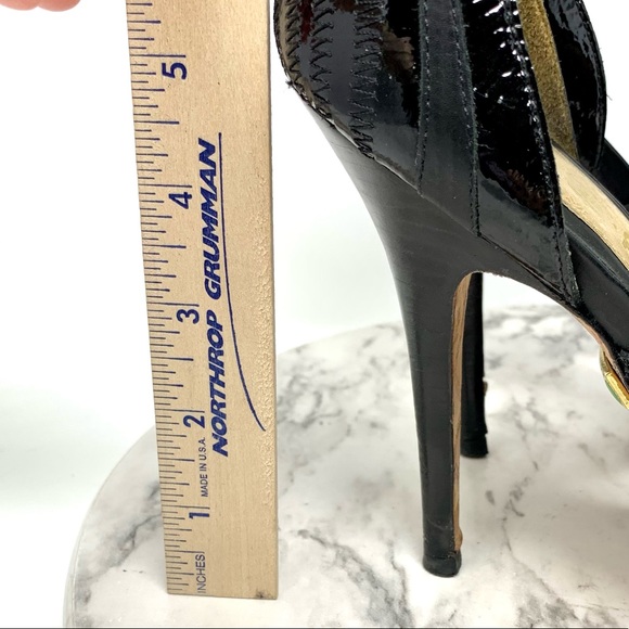 L.A.M.B. Gwen Stefani Two Tone Strappy Sandal Pumps Leather Black event 10 dress - Picture 16 of 16